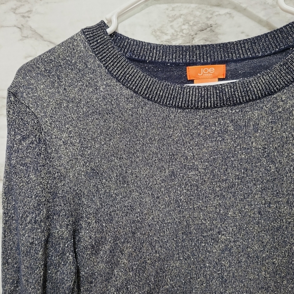 Joe Fresh Blue Gold Metallic Sweater XL - Picture 2 of 7